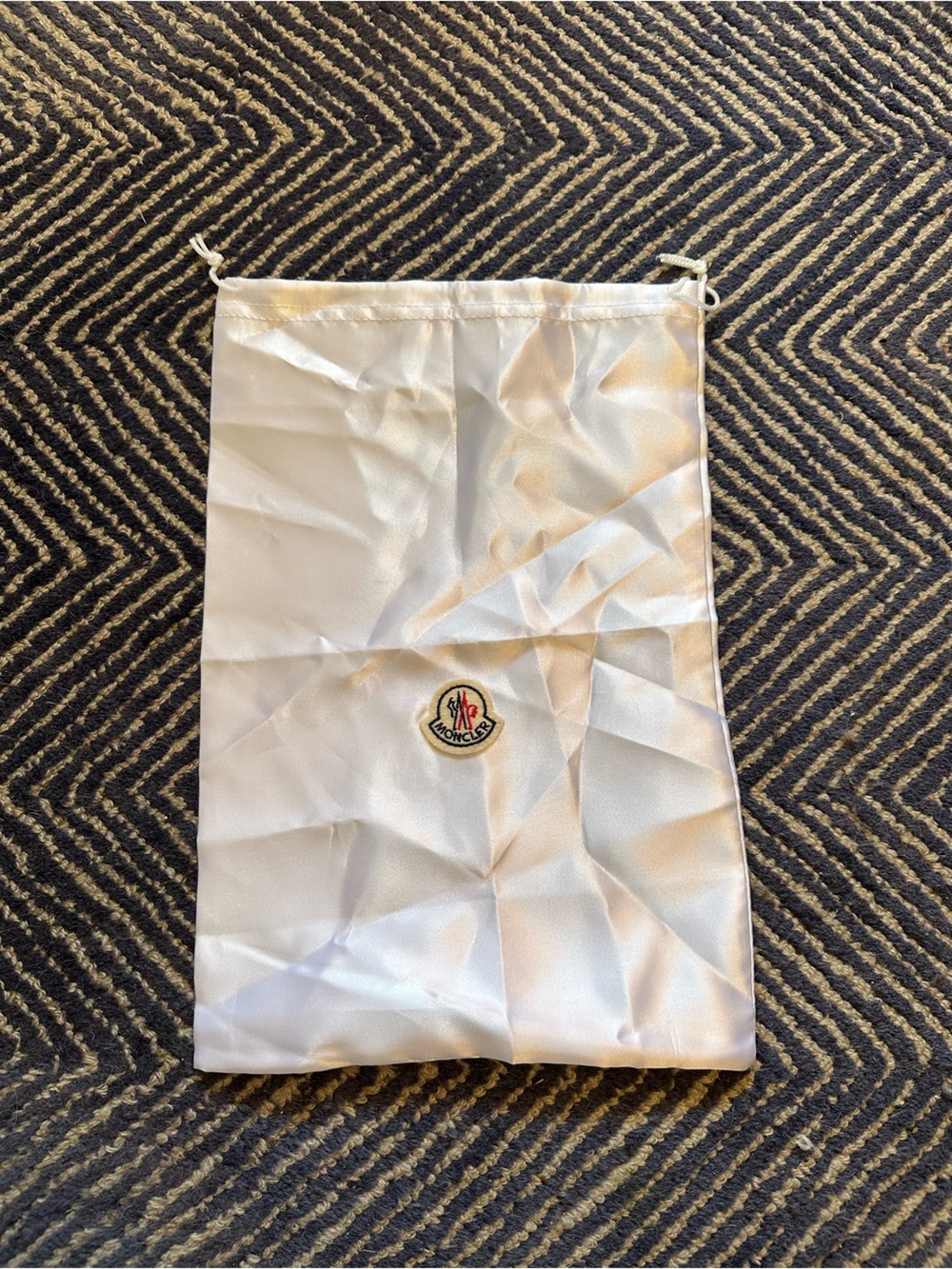 Moncler White Logo Drawstring Pouch